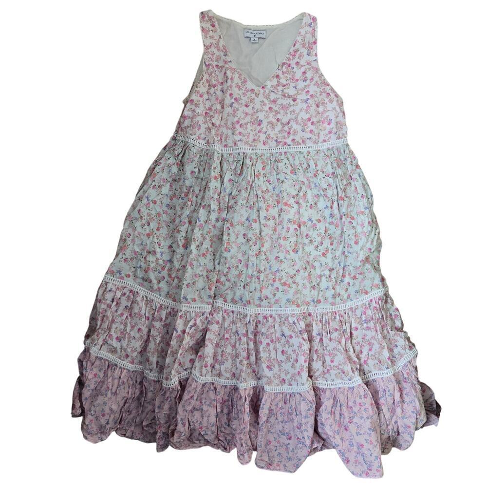 LoveShack Fancy Target Camille Tiered Ruffle Boho Midi Dress Small